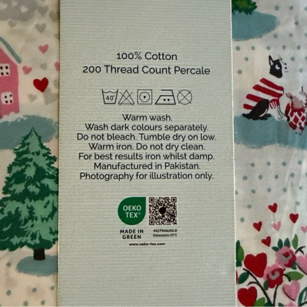 Cath Kidston White Holiday Village Print Twin Sheet Set